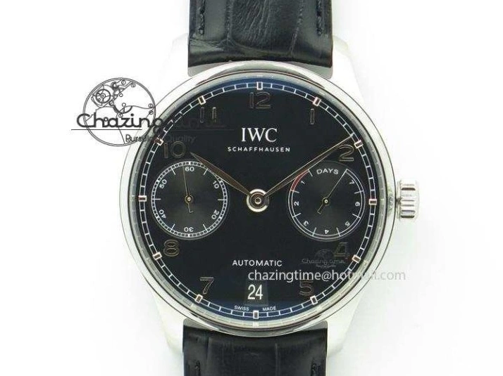 MIROTIME 0127 Effortless Portuguese IW544404 SS White Dial On Black Leather Strap A 7257